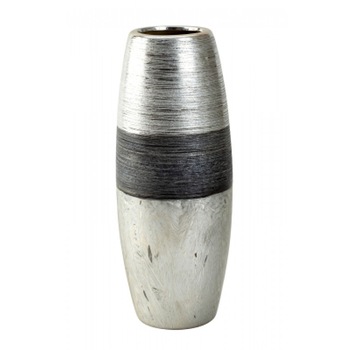 Vaza ceramica cilindrica, Iko, Negru / Argintiu, 29.5 cm Vaza ceramica cilindrica, Iko, Negru / Argintiu, 29.5 cm