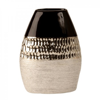 Vaza bombata, Iko, Negru / Argintiu, 21.5 cm Vaza bombata, Iko, Negru / Argintiu, 21.5 cm
