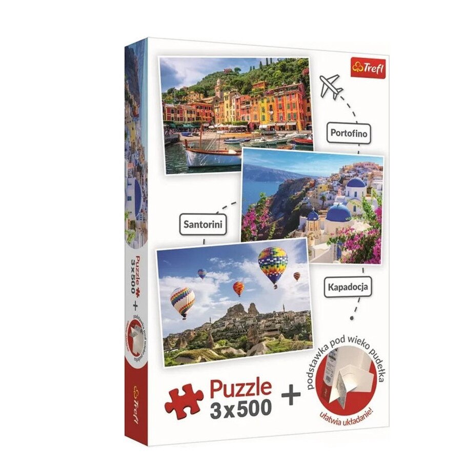 Puzzle Trefl 3x500 piese,Portofino,Santorini,Cappadocia