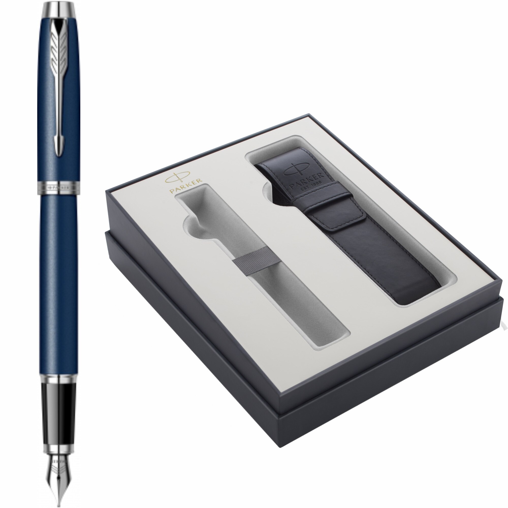 Stilou Parker IM Royal Standard Matte Blue CT Personalizat prin Gravura Laser in Cutie cu Etui Parker