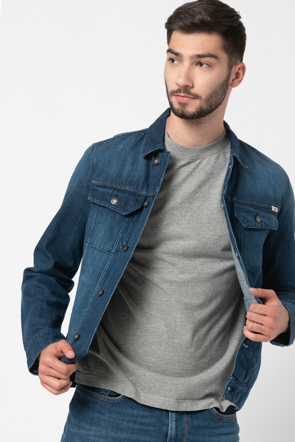 Mustang, Jacheta din denim Dallas, Albastru inchis, S