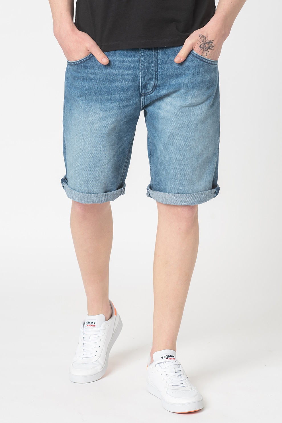 Mustang, Pantaloni scurti regular fit din denim Michigan, Albastru deschis, 31