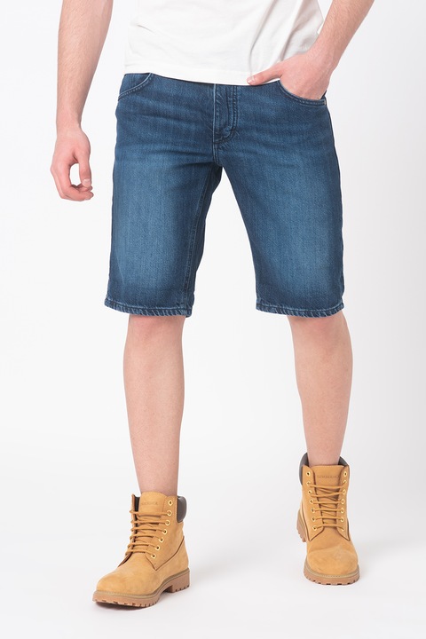 Mustang, Pantaloni scurti din denim Michigan, Albastru inchis