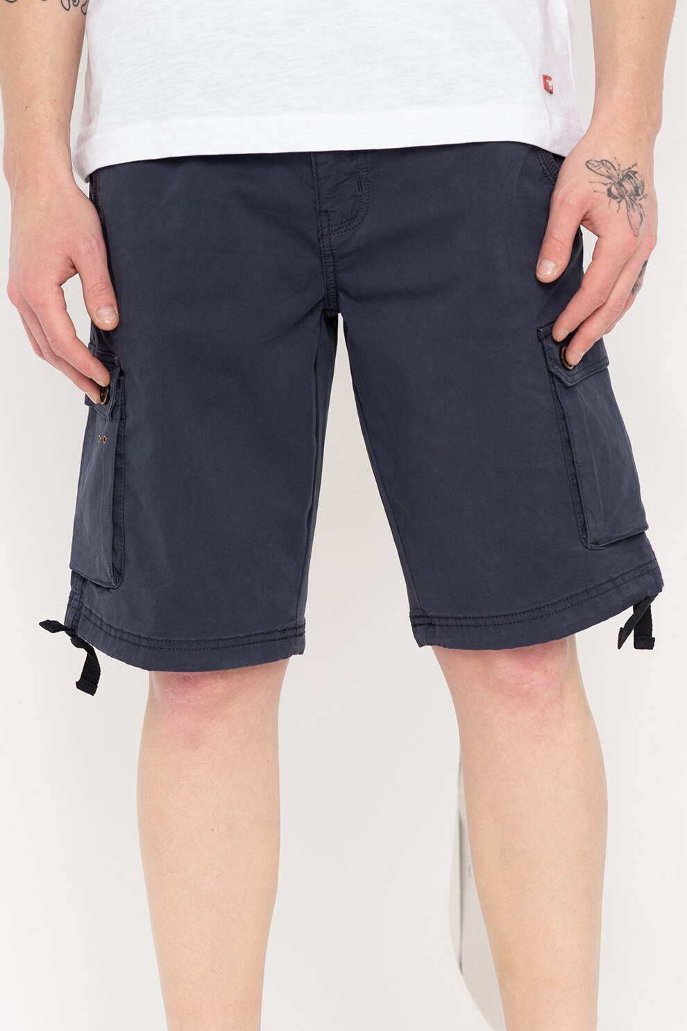 Mustang, Bermude cargo regular fit cu talie medie New, Albastru inchis