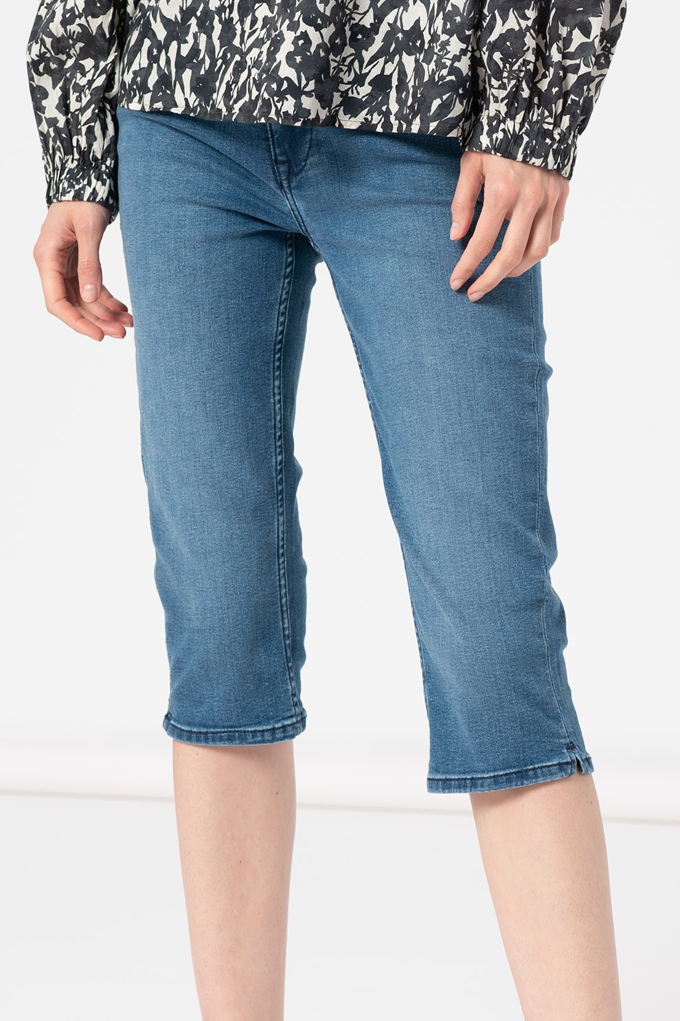 Mustang, Blugi 3/4 slim fit Jasmin, Albastru inchis