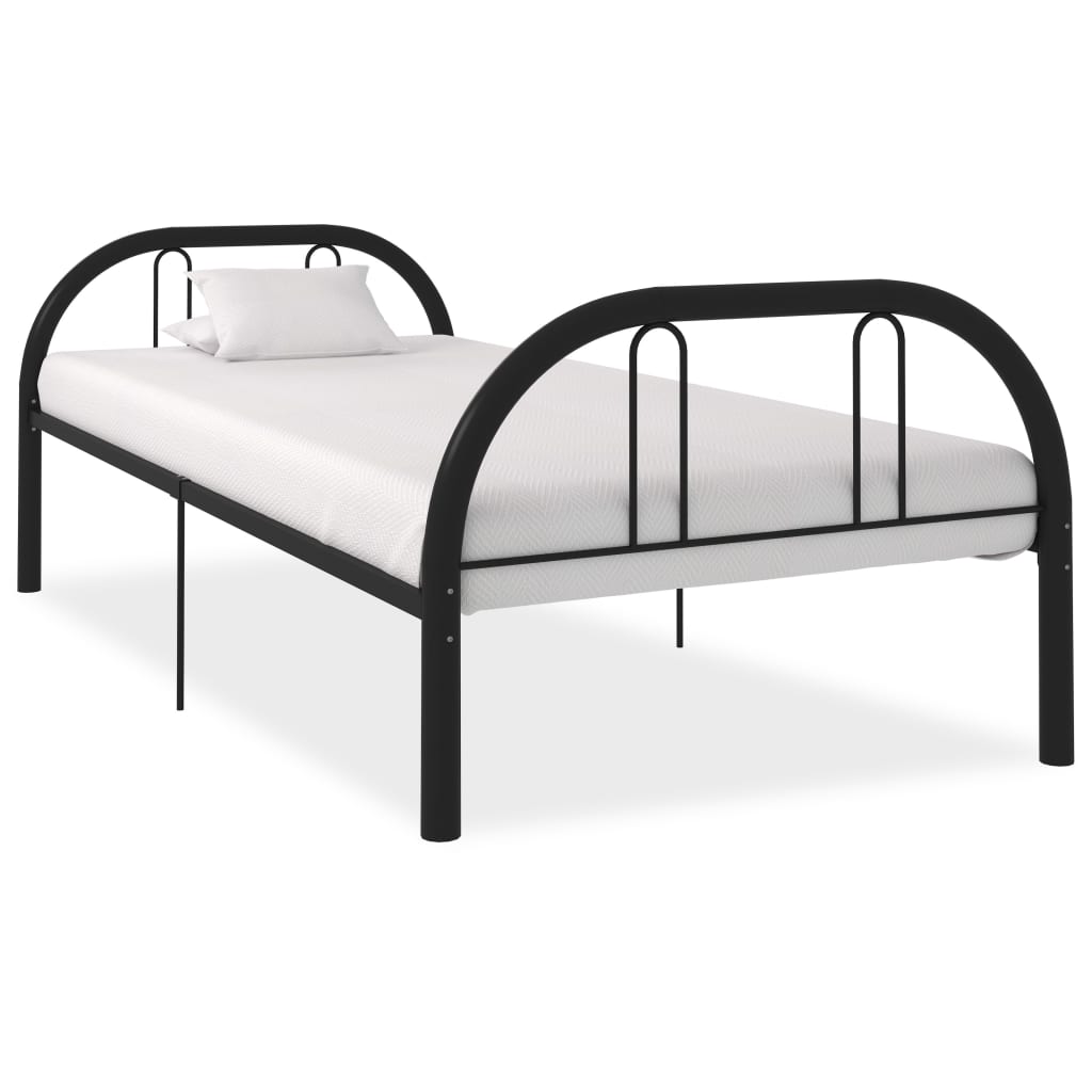 Cadru de pat - vidaXL- Metal, 90 x 200 cm, Negru