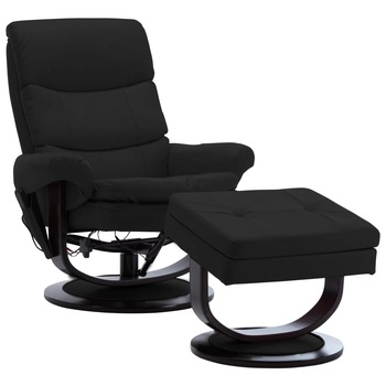 Fotoliu de masaj electric rabatabil cu taburet, vidaXL, Piele artificiala, 87 x 93 x 104 cm, Negru Fotoliu de masaj electric rabatabil cu taburet, vidaXL, Piele artificiala, 87 x 93 x 104 cm, Negru