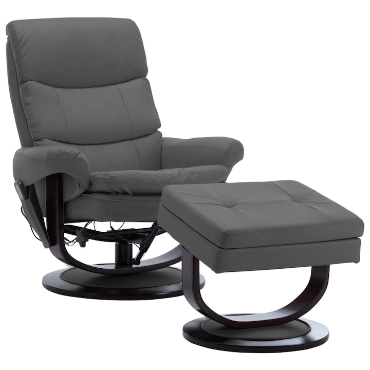 vidaXL antracitszürke, műbőr és hajlított fa dönthető fotel