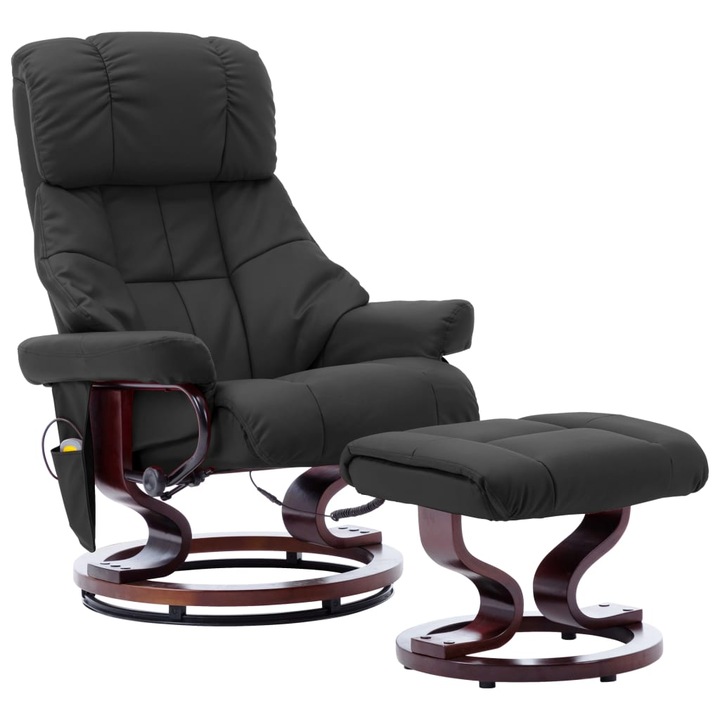 Електрически масажен стол vidaXL, изкуствена кожа, сив, 81х88х109 см