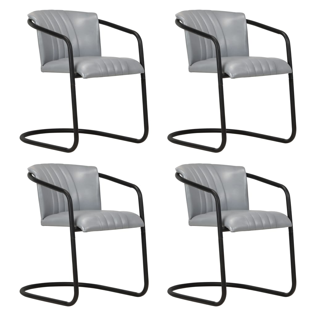 Set scaune de bucatarie, 4 buc gri, piele naturala 3051382