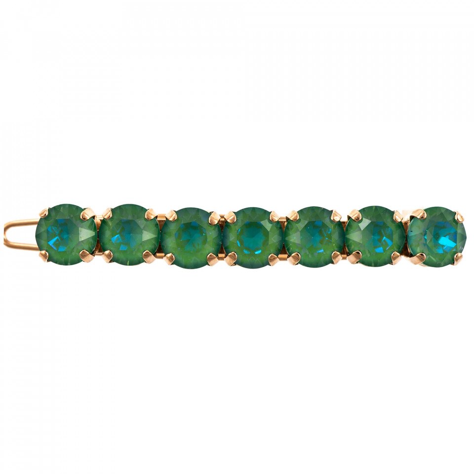 Agrafa de par placata cu Aur roz de 24K, Cristale Swarovski, Silky Sage DeLite by Roxannes - Mariana Jewellery, Verde