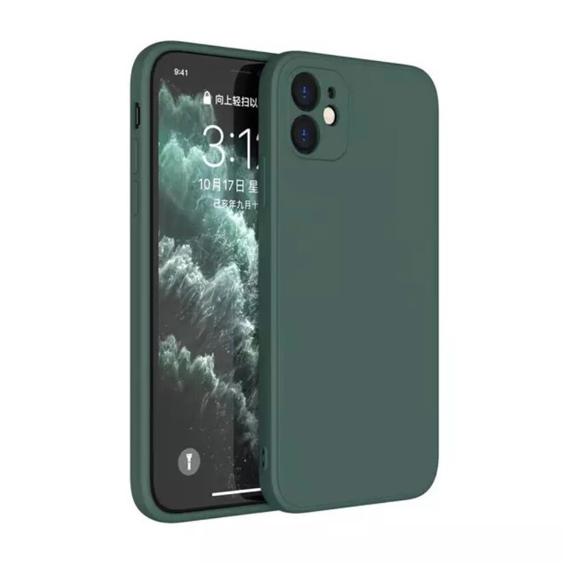 Husa de protectie pentru Iphone 11, dark green, silicon, cu protectie pentru camera bump