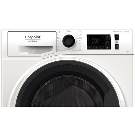 Masina de spalat rufe Hotpoint NM11823WKEUN, 8 kg, 1200 RPM, Clasa A+++, Steam Refresh, Steam Hygiene, Motor Inverter, Display Digital, Alb