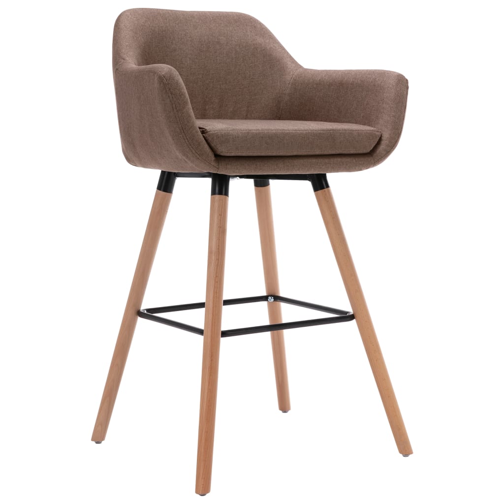 Scaun de bar, vidaXL, Textil/Lemn de fag, 60 x 52 x 98 cm, Maro