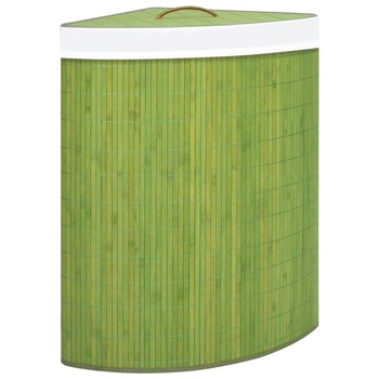 Cos de rufe pentru colt, vidaXL, Bambus, 52,3 x 37 x 65 cm, 60 l, Verde Cos de rufe pentru colt, vidaXL, Bambus, 52,3 x 37 x 65 cm, 60 l, Verde