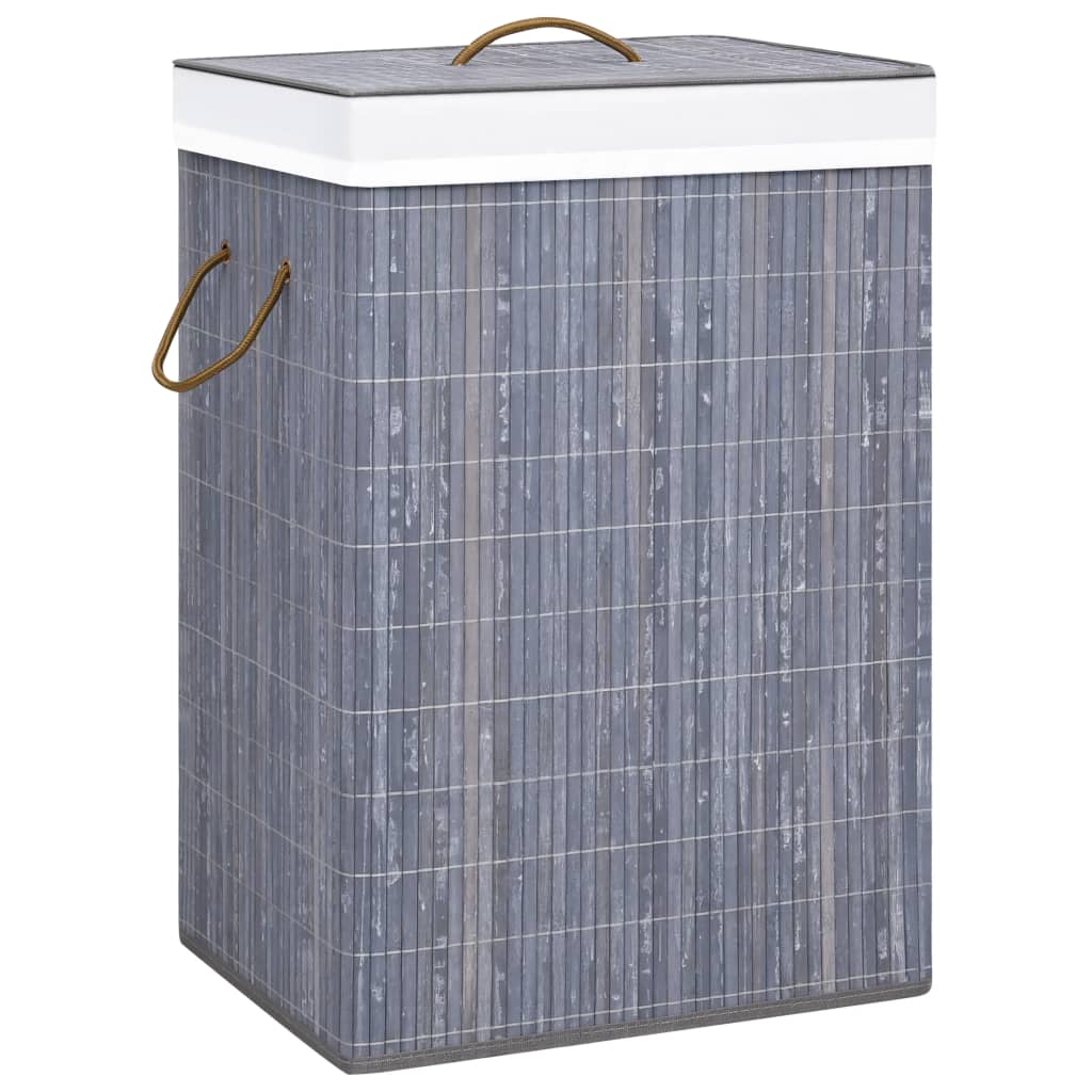 Cos de rufe, vidaXL, Bambus, 40 x 30 x 60 cm, 72 l, Gri deschis
