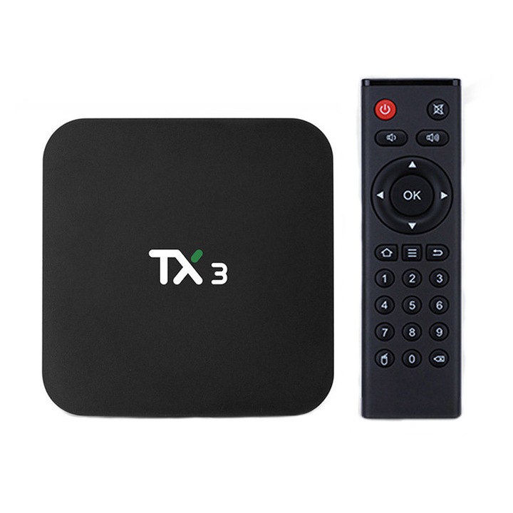 Media Player TX3, 4K HDR, 2GB RAM, 16GB ROM, USB 3.0, S/PDIF, Android 9