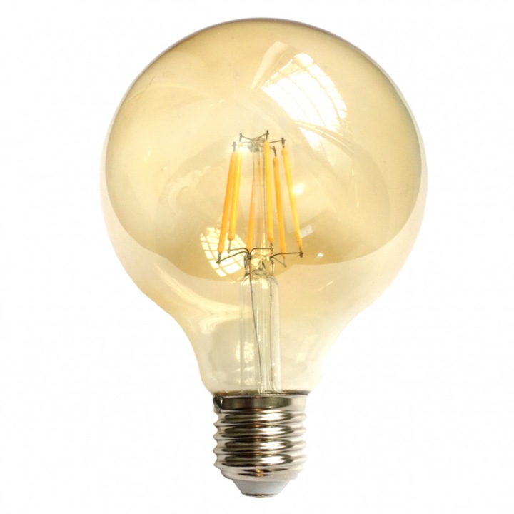 Bec LED Filament Amber E27/8W/800LM/2500K G125