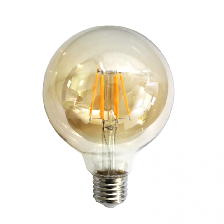 Bec LED Filament Amber E27, 4W, 480LM, 2500K, G95 - Lumina Calda