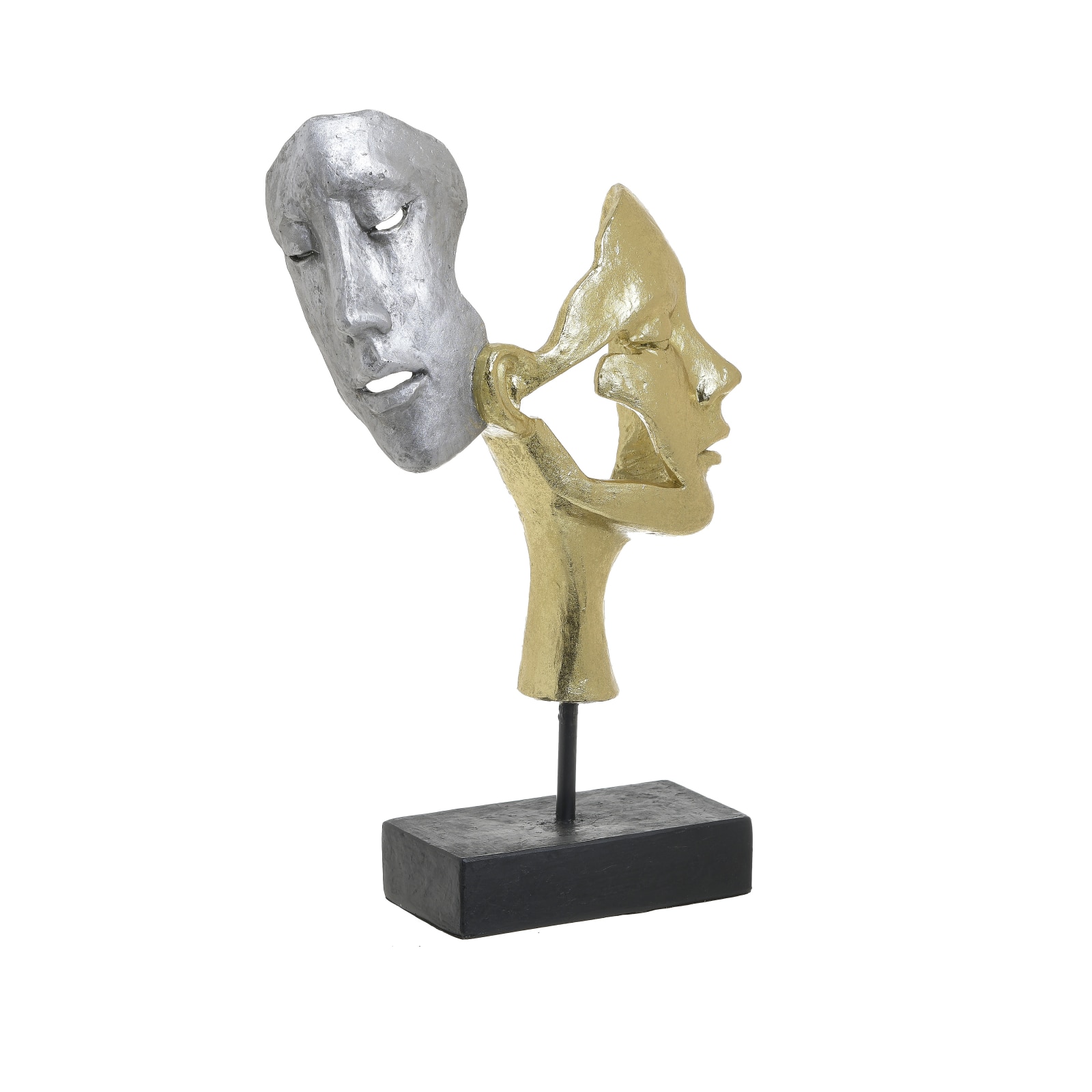 Decoratiune de masa, din polirezina, fete cuplu, Auriu si Argintiu, 21x8x33 cm