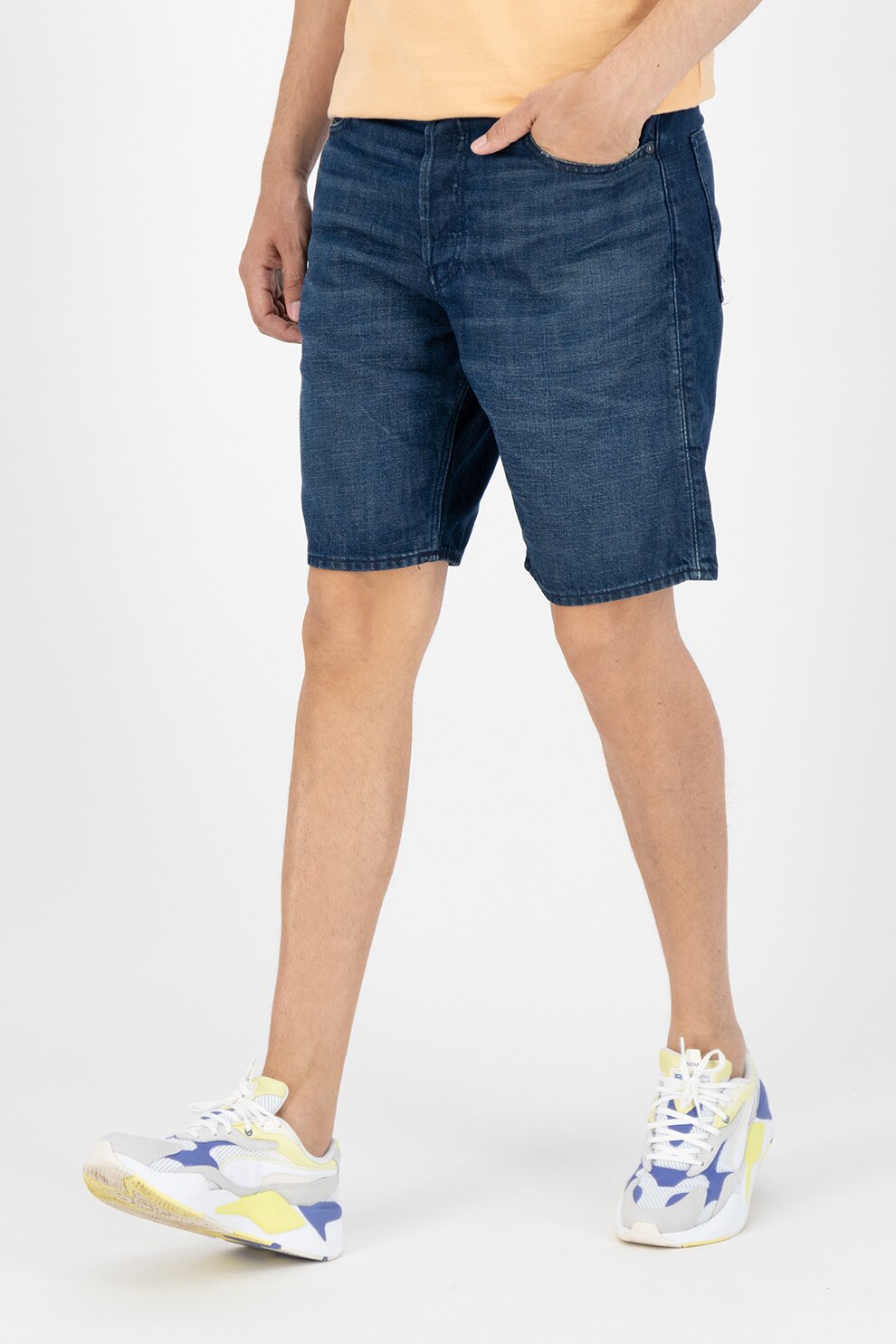 G-Star RAW, Bermude de denim din bumbac organic, Albastru inchis