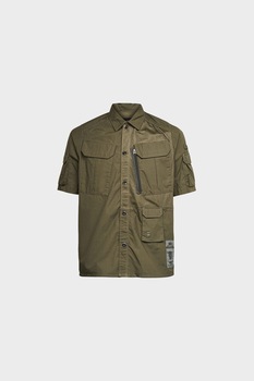 G-Star RAW, Camasa cargo cu insertii de plasa, Verde militar G-Star RAW, Camasa cargo cu insertii de plasa, Verde militar
