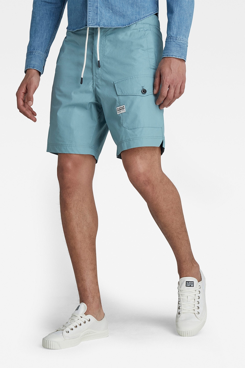 G-Star RAW, Pantaloni scurti cu snur, Verde persan, 31