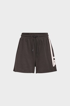 G-Star RAW, Pantaloni scurti de bumbac organic cu talie inalta, Gri inchis/Alb G-Star RAW, Pantaloni scurti de bumbac organic cu talie inalta, Gri inchis/Alb