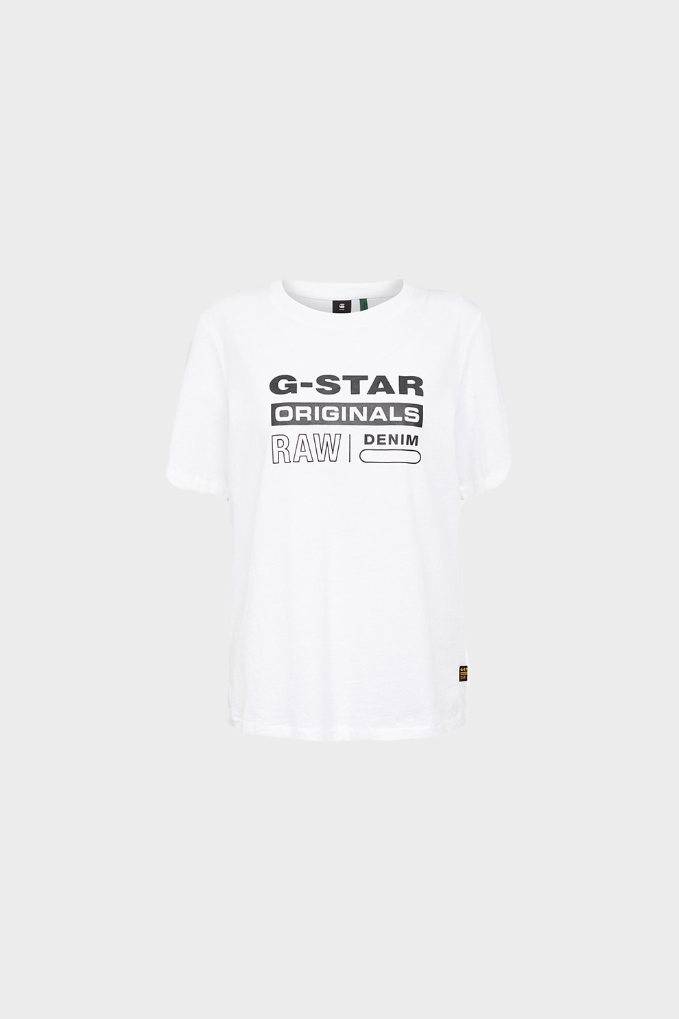 G-Star RAW, Tricou de bumbac organic cu imprimeu logo, Alb/Negru