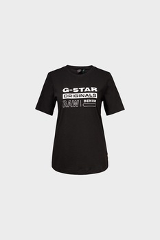 G-Star RAW, Tricou de bumbac organic cu imprimeu logo, Negru G-Star RAW, Tricou de bumbac organic cu imprimeu logo, Negru