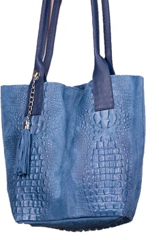 Geanta dama, Vera Pelle, cu model piele crocodil, piele naturala, albastru, 35 x 44 x 16 cm Geanta dama, Vera Pelle, cu model piele crocodil, piele naturala, albastru, 35 x 44 x 16 cm