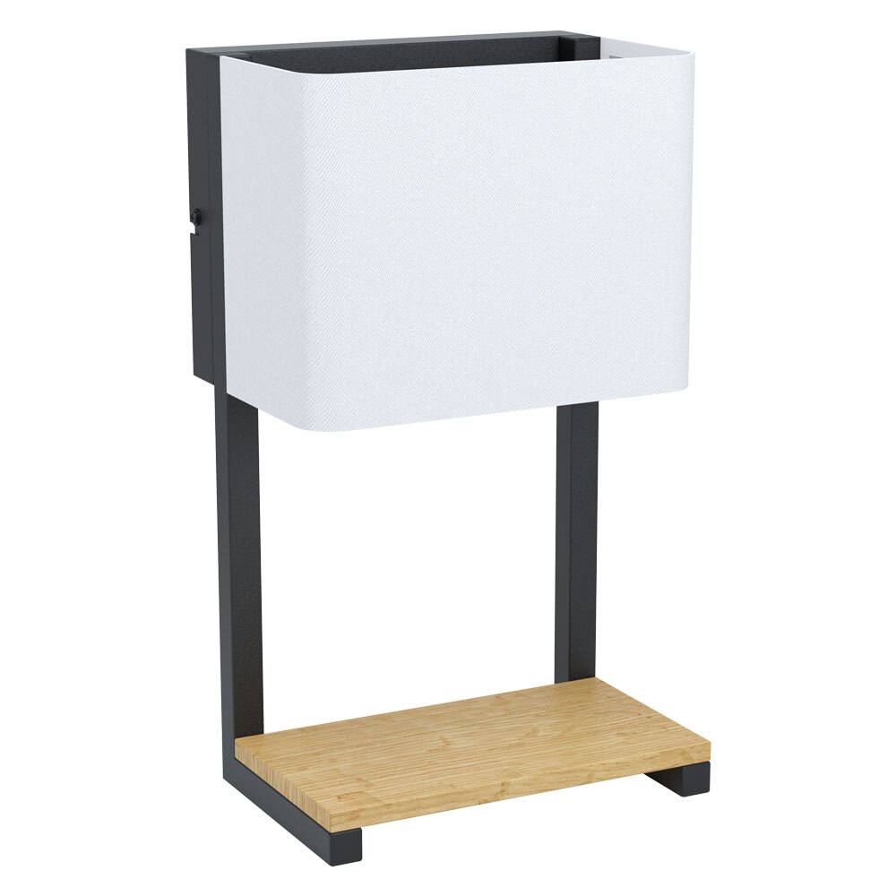 Aplica EGLO GALDAKAO 99126, LED 5.4W 540lm 3000K IP20, Negru, Textil alb, Lemn natur