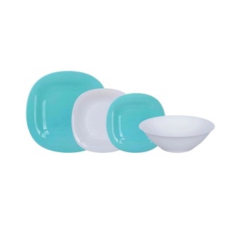 Serviciu de masa Luminarc Carine, 19 piese, Turquoise&White Serviciu de masa Luminarc Carine, 19 piese, Turquoise&White