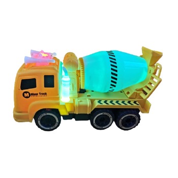 Jucarie pentru baieti, camion tip betoniera pentru constructii, cu baterii, sunet si lumina, aspect realist, galben cu negru, Vision Jucarie pentru baieti, camion tip betoniera pentru constructii, cu baterii, sunet si lumina, aspect realist, galben cu negru, Vision