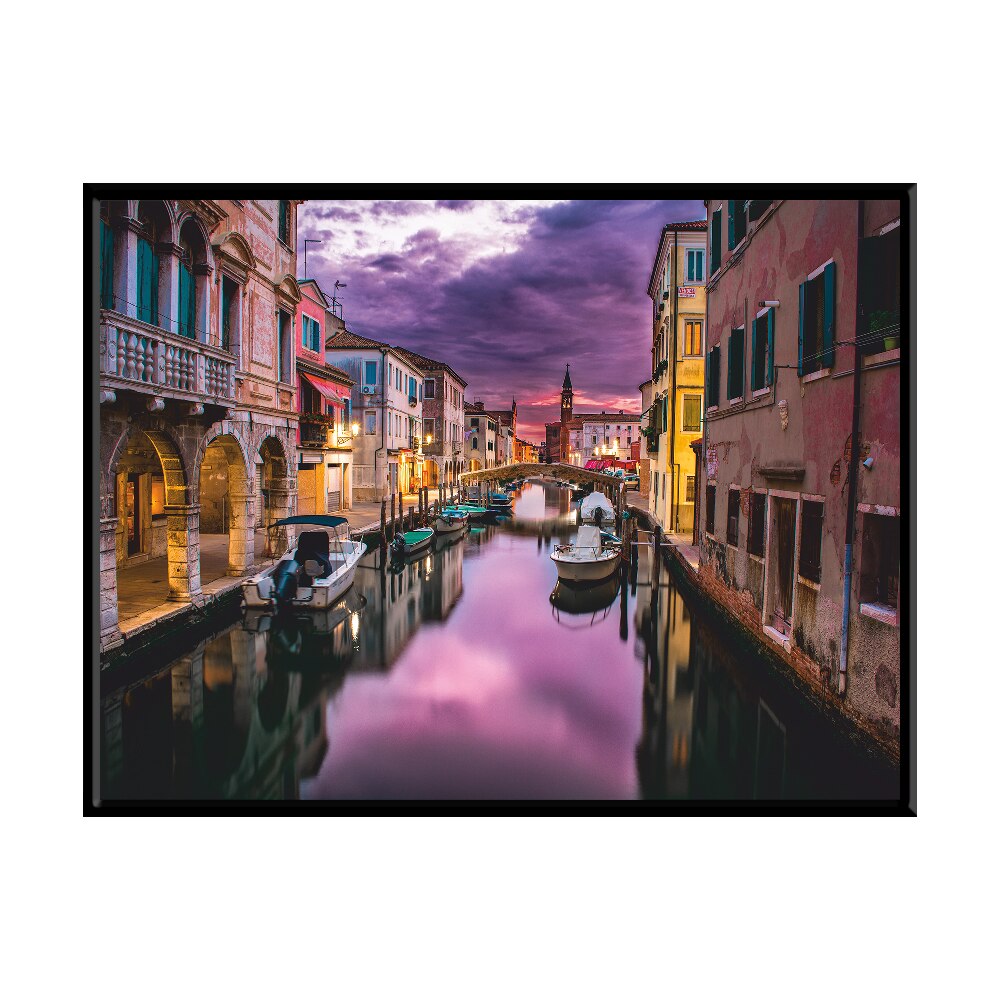 Tablou Apus in Venetia, 40x30cm, PVC, rama din lemn