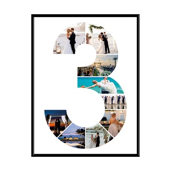 Tablou personalizat cifra 3 cu 9 poze, 40x30cm, PVC, rama din lemn Tablou personalizat cifra 3 cu 9 poze, 40x30cm, PVC, rama din lemn