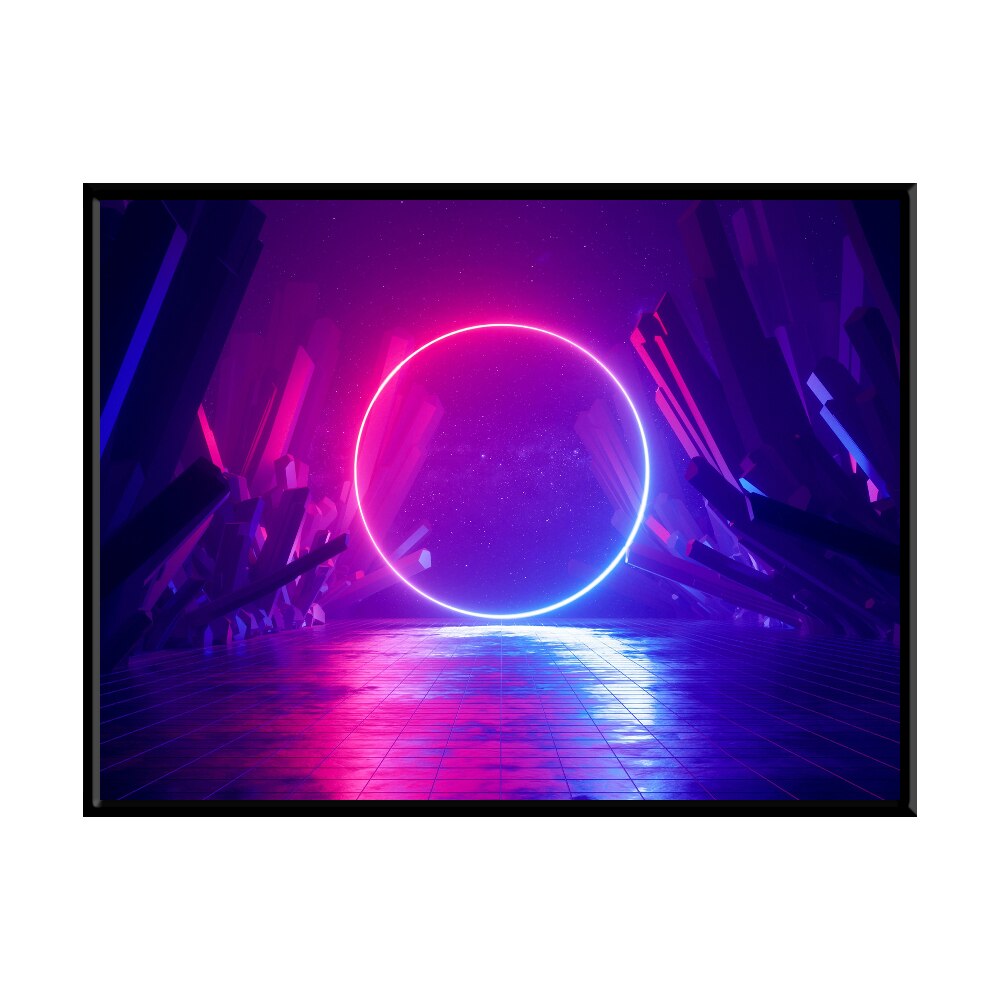 Tablou Abstract Purple Light, 40x30cm, PVC, rama din lemn