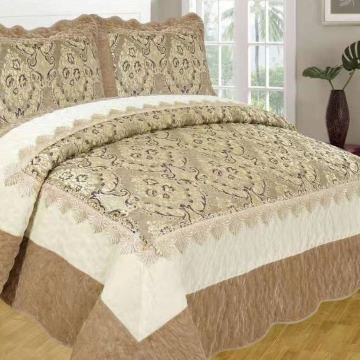 Комплект покривало и 2 калъфки за възглавници, Кадифе, 2-местно легло, CCC-71