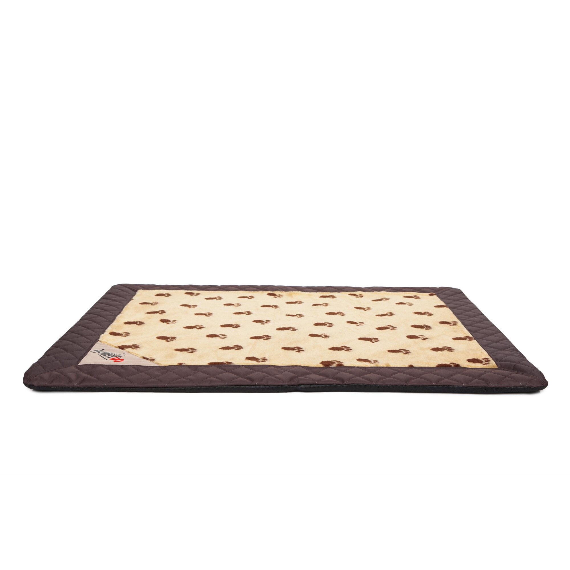 Saltea pentru animale de companie, Bej cu labe/Negru, Hobbydog, Marimea XL - 110x90 cm