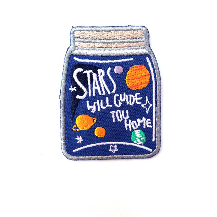 Petic textil / patch brodat Stars will guide you home 6x4.5 cm