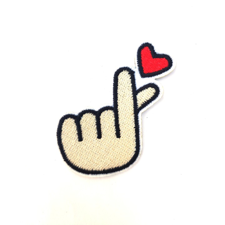 Petic textil / patch brodat Take my little heart 4.5x3.6 cm