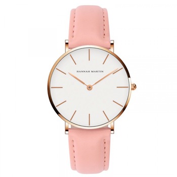 Ceas dama Hannah Martin, Mecanism Quartz Japonez Seiko, Afisaj Analog, Afisare ora si secunde, Curea piele,Roz Ceas dama Hannah Martin, Mecanism Quartz Japonez Seiko, Afisaj Analog, Afisare ora si secunde, Curea piele,Roz
