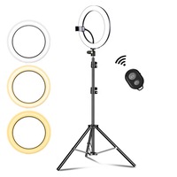 lampa ring light  diametru 20cm8inch led  conectare usb  3 moduri de lumina  10 trepte reglaj  suport telefon  telecomanda selfie  trepied 210cm inclus rif refco imagen 16_0_
0