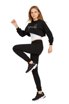 Trening dama 3 piese sport imPOSSIBLE, Alb cu negru Trening dama 3 piese sport imPOSSIBLE, Alb cu negru