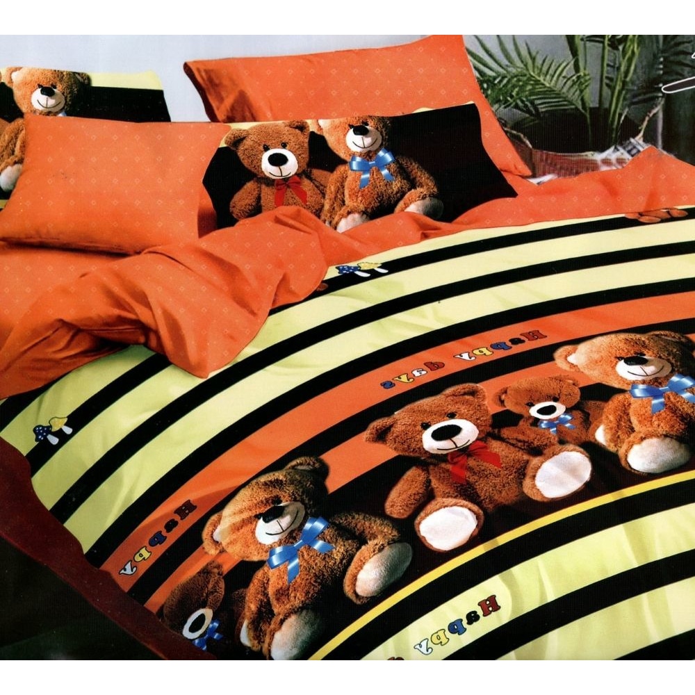 Set Lenjerie Pufoasa Cocolino, Pat 2 Persoane, 4 Piese, Teddy Bears