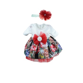Set 2 piese rochita si bentita pentru fete Colibri 280MM, Multicolor, 0-3 luni Set 2 piese rochita si bentita pentru fete Colibri 280MM, Multicolor, 0-3 luni