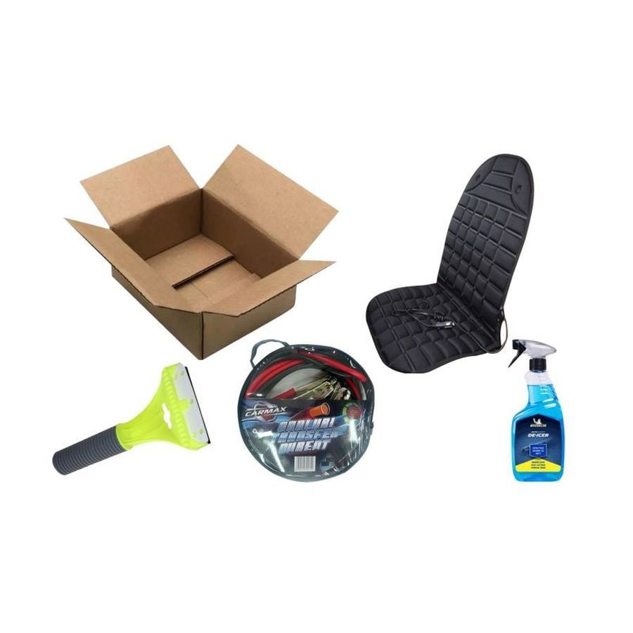 Pachet auto de iarna - 4 piese (protector scaun, razuitor, solutie dezghetare, cablu pornire)