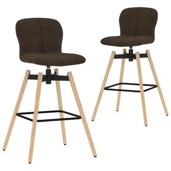 Set de 2 scaune pivotante de bar, vidaXL, Textil/Lemn de fag, 41 x 50 x 98 cm, Maro Set de 2 scaune pivotante de bar, vidaXL, Textil/Lemn de fag, 41 x 50 x 98 cm, Maro