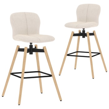 Set de 2 scaune pivotante de bar, vidaXL, Textil/Lemn de fag, 41 x 50 x 98 cm, Crem Set de 2 scaune pivotante de bar, vidaXL, Textil/Lemn de fag, 41 x 50 x 98 cm, Crem