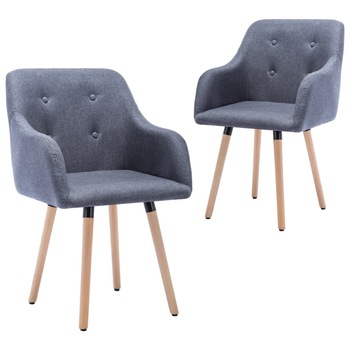 Set de 2 scaune de bucatarie, vidaXL, Textil/Lemn de fag/Metal, 55 x 52 x 84 cm, Gri deschis Set de 2 scaune de bucatarie, vidaXL, Textil/Lemn de fag/Metal, 55 x 52 x 84 cm, Gri deschis